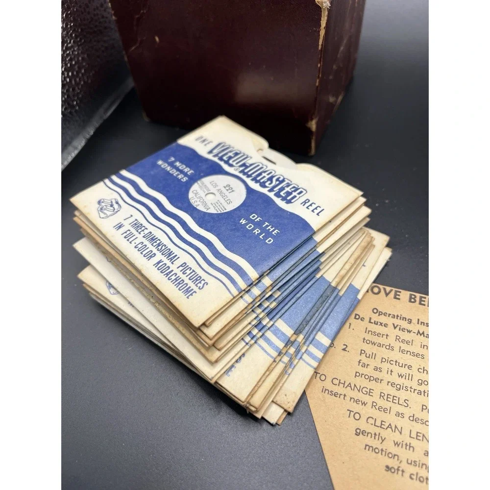 Vintage 1947 Sawyer's View-Master De Luxe Stereoscope w/ Reels Box
